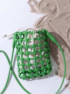 Forever 21 Neon Green Knotted Crossbody Drawstring Pouch